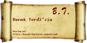 Benek Terézia névjegykártya